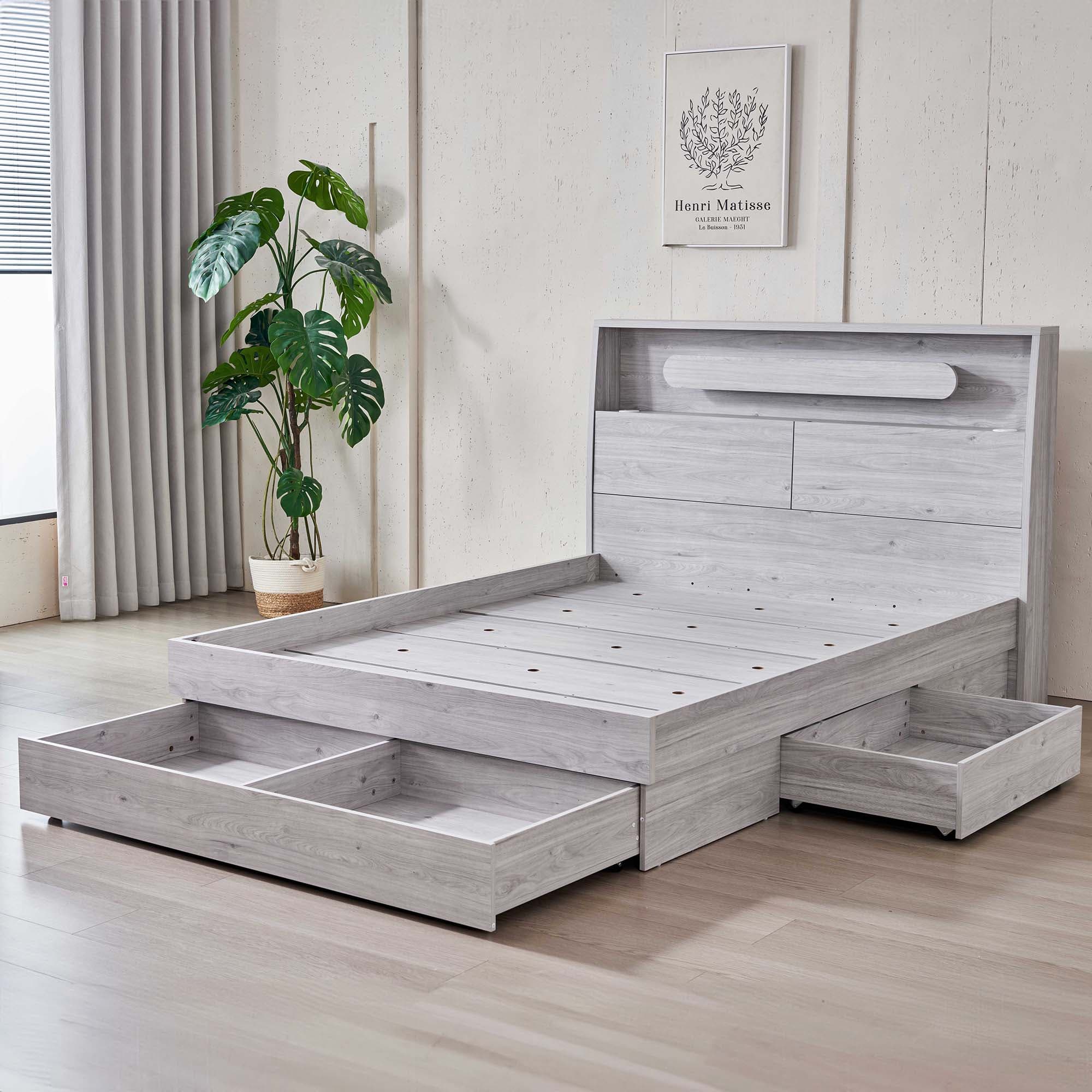 3D image of the  Nova Stone Oak Qb Bed W/3 Drawers from Forty Winks