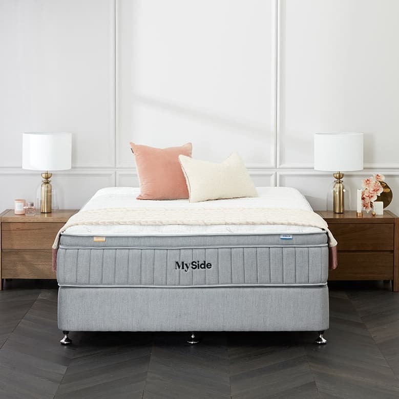 Lifestyle image of the  Myside Gen 3 Qb Mattress Gold/Blue from Forty Winks