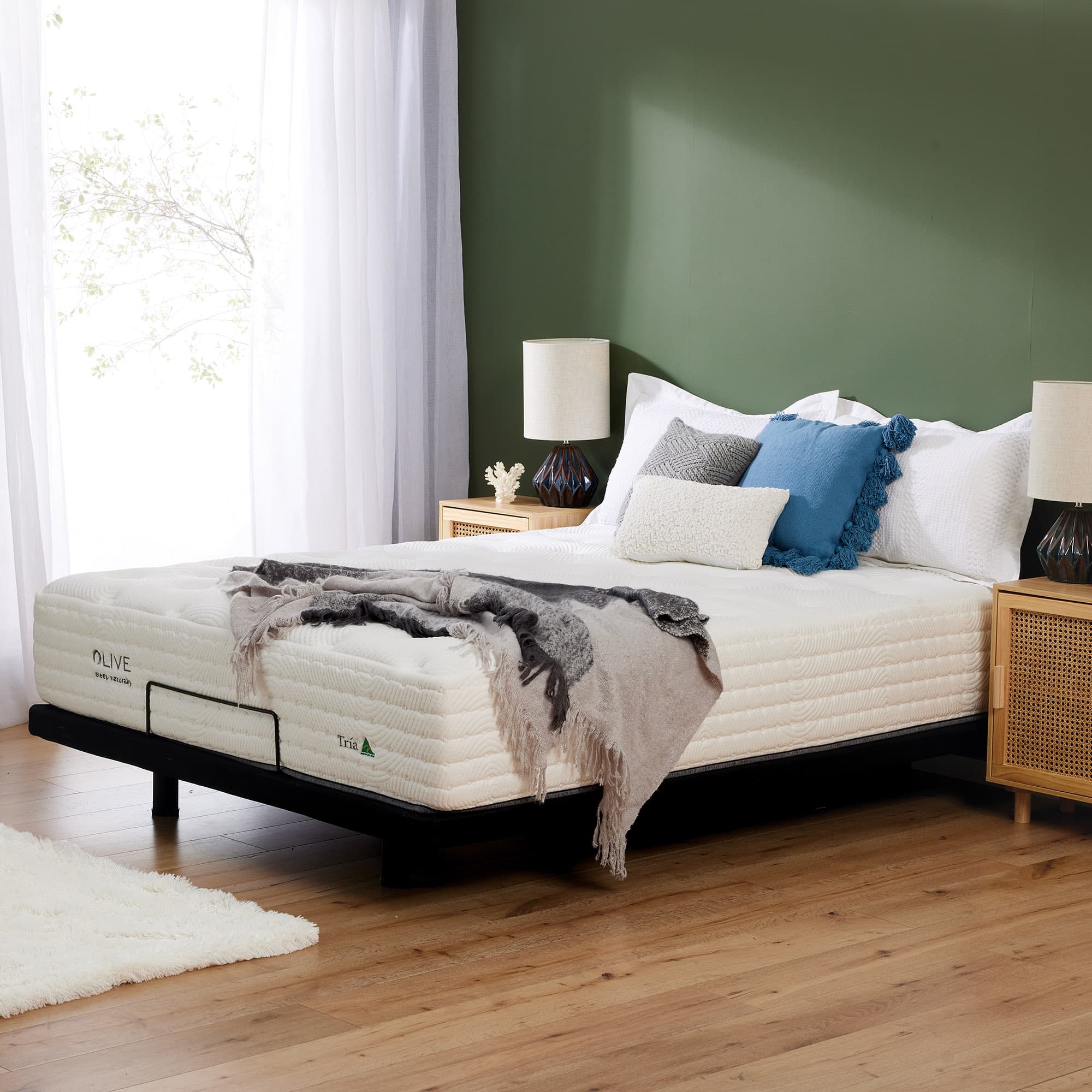Lifestyle image of the  Olive Tria Qb Mattress from Forty Winks