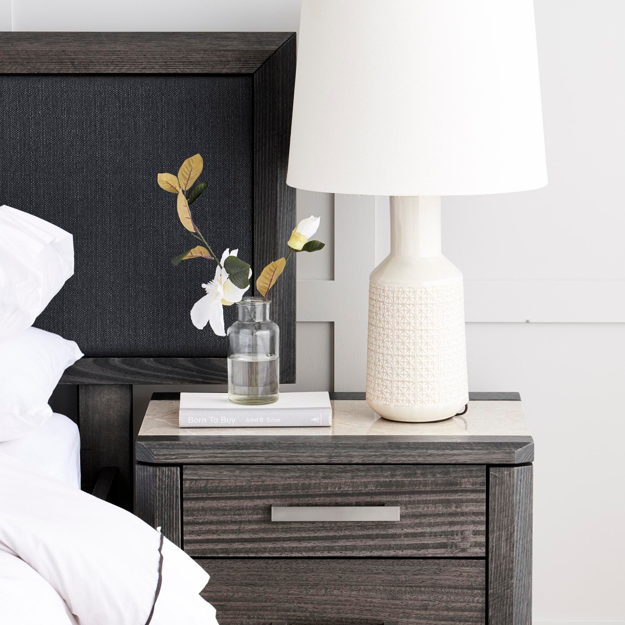 Lifestyle image of the  Maitland Extended Qb Bed W/Box Foot Storage (Charcoal, Vibe Charcoal) from Forty Winks