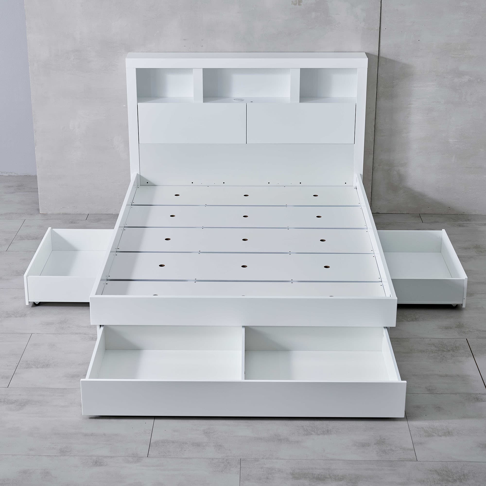 3D image of the  Lugano Ivory White Qb Bed W/3 Drawers from Forty Winks