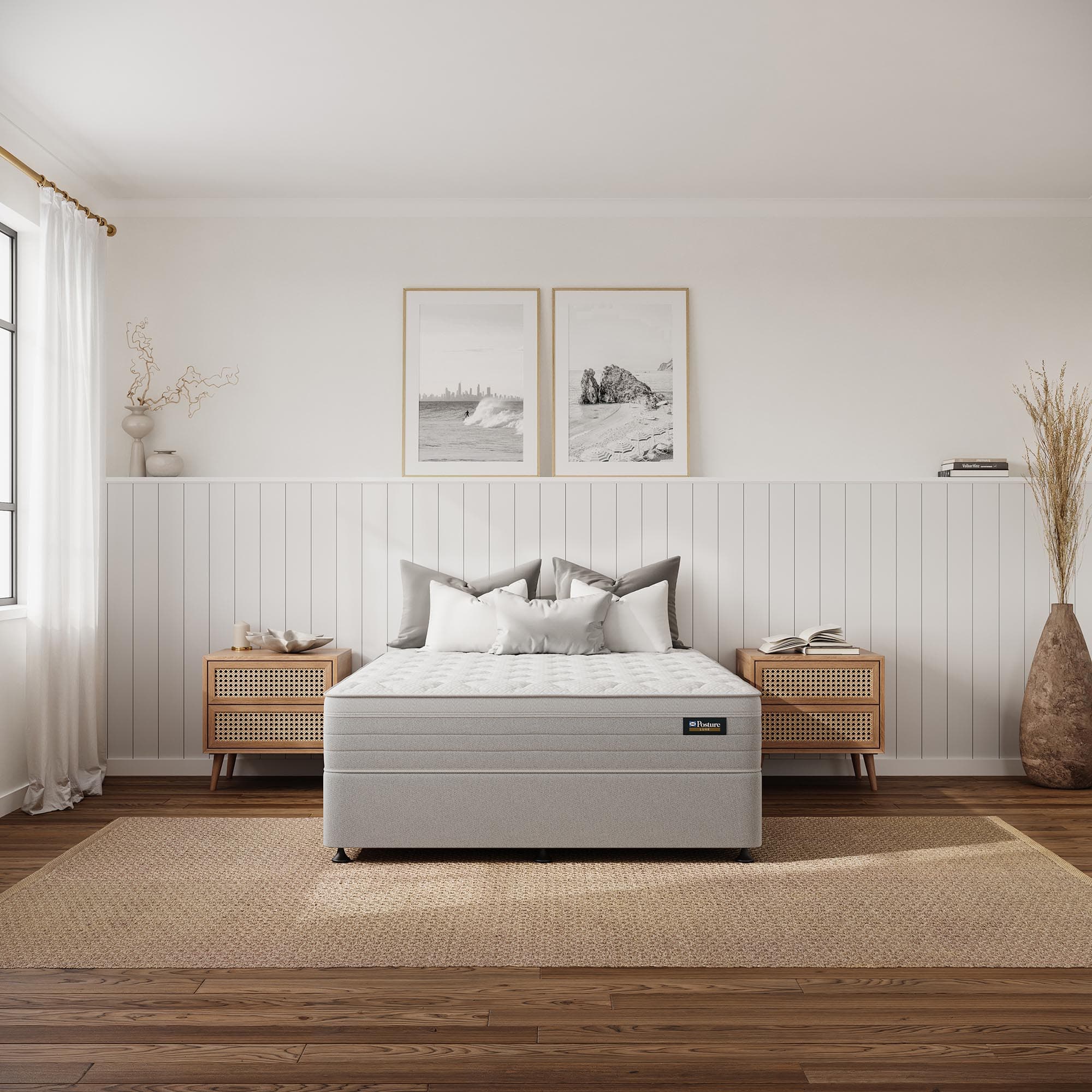 Lifestyle image of the  Posture Luxe 2025 (Cadet Grey) Qb Base from Forty Winks