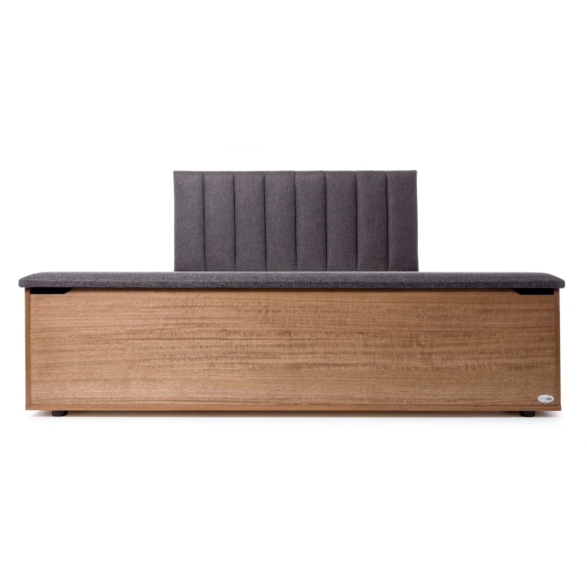3D image of the  Lincoln Qb Bed W/Upholstered Head, Storage Foot Box (Latte, Warwick Checkmate Slate) from Forty Winks