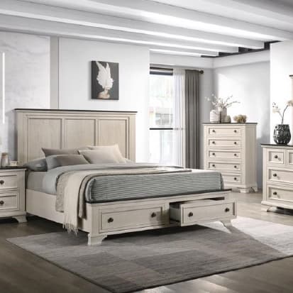 Lifestyle image of the Whitehaven Bedside Table from Forty Winks