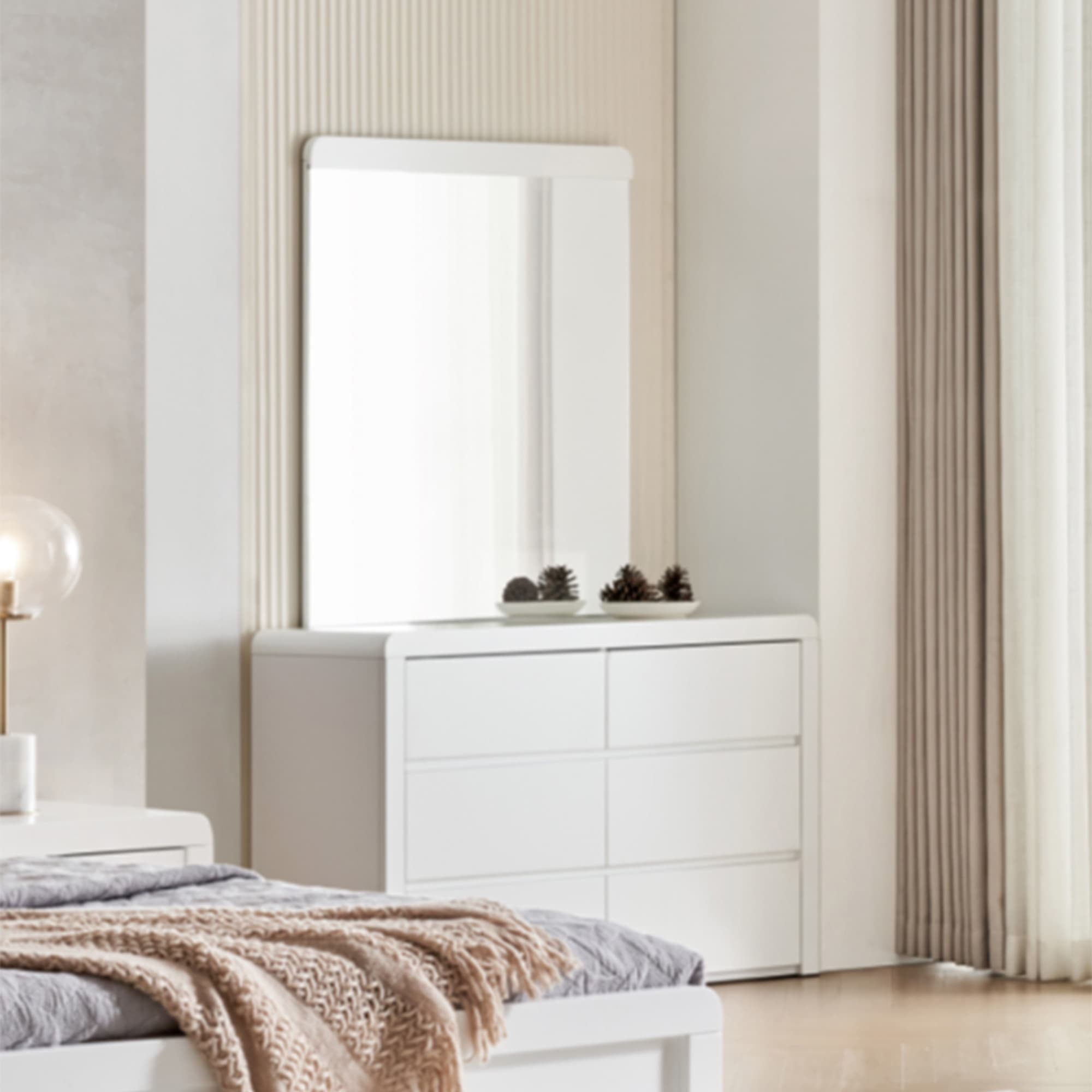 Lifestyle image of the Aria (Ivory White) Dresser Table 6 Drawer from Forty Winks