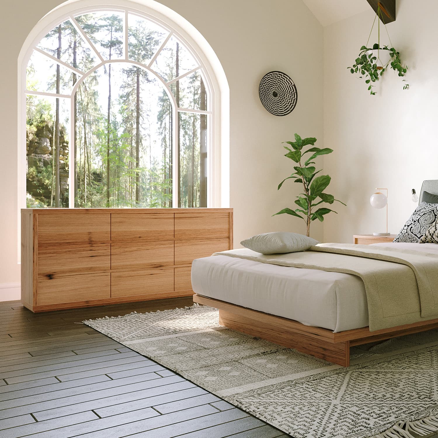 Lifestyle image of the Lucca Dresser 9 Drawer (Light Ash) from Forty Winks