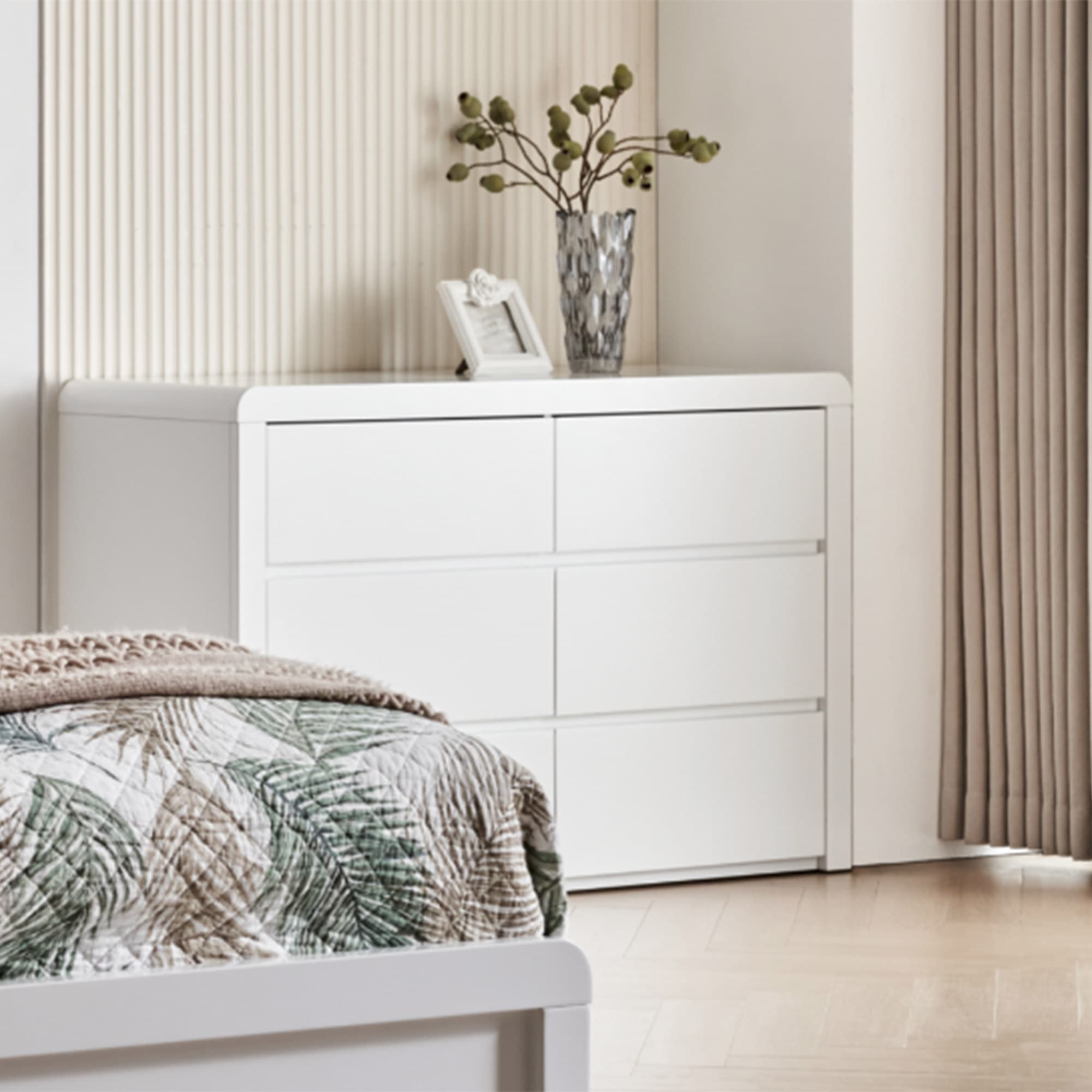 Lifestyle image of the Aria (Ivory White) Dresser Table 6 Drawer from Forty Winks