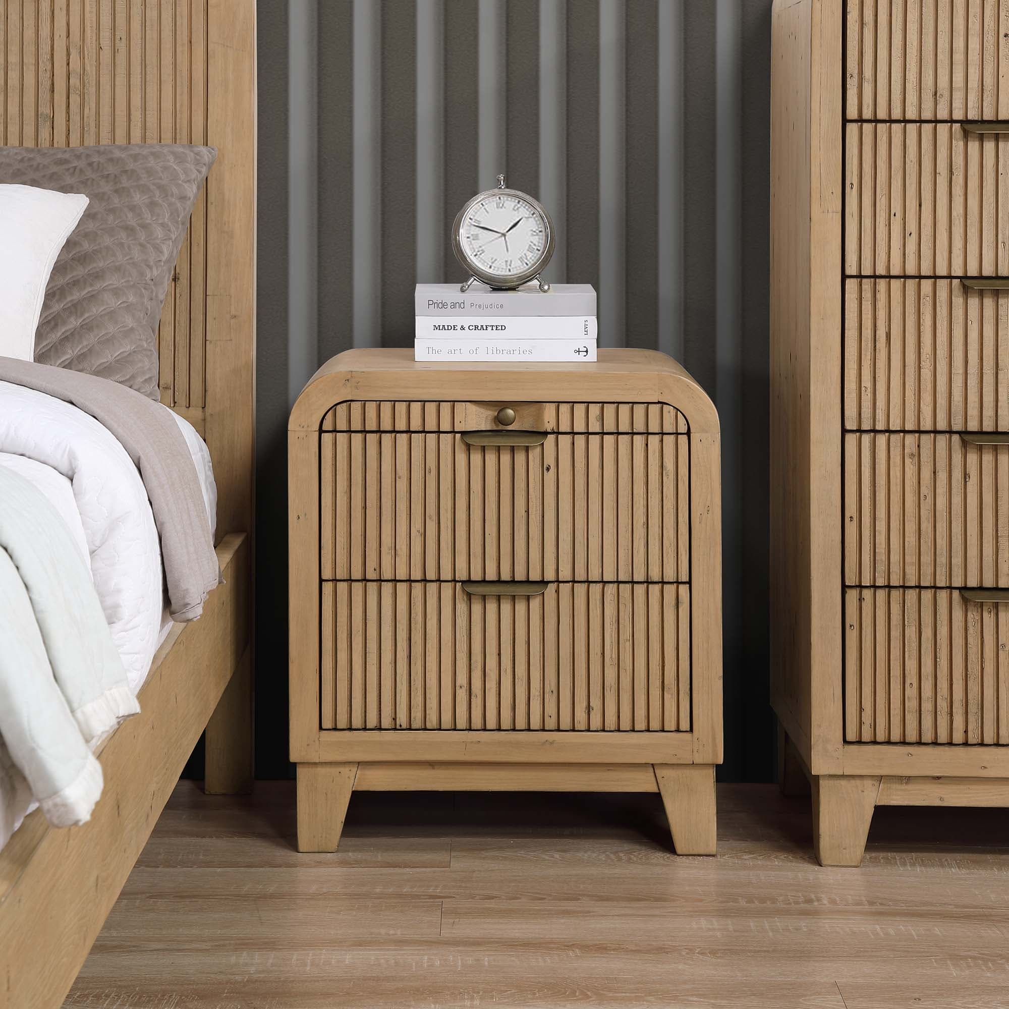 Lifestyle image of the Ollie Bedside Table from Forty Winks