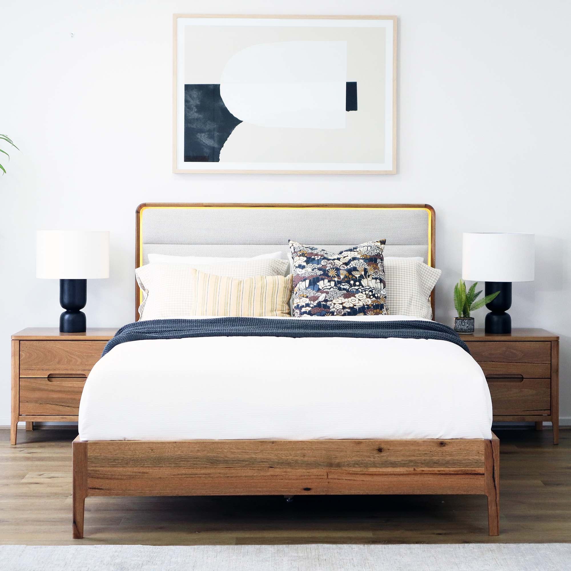 Lifestyle image of the Broulee Bedside Table from Forty Winks