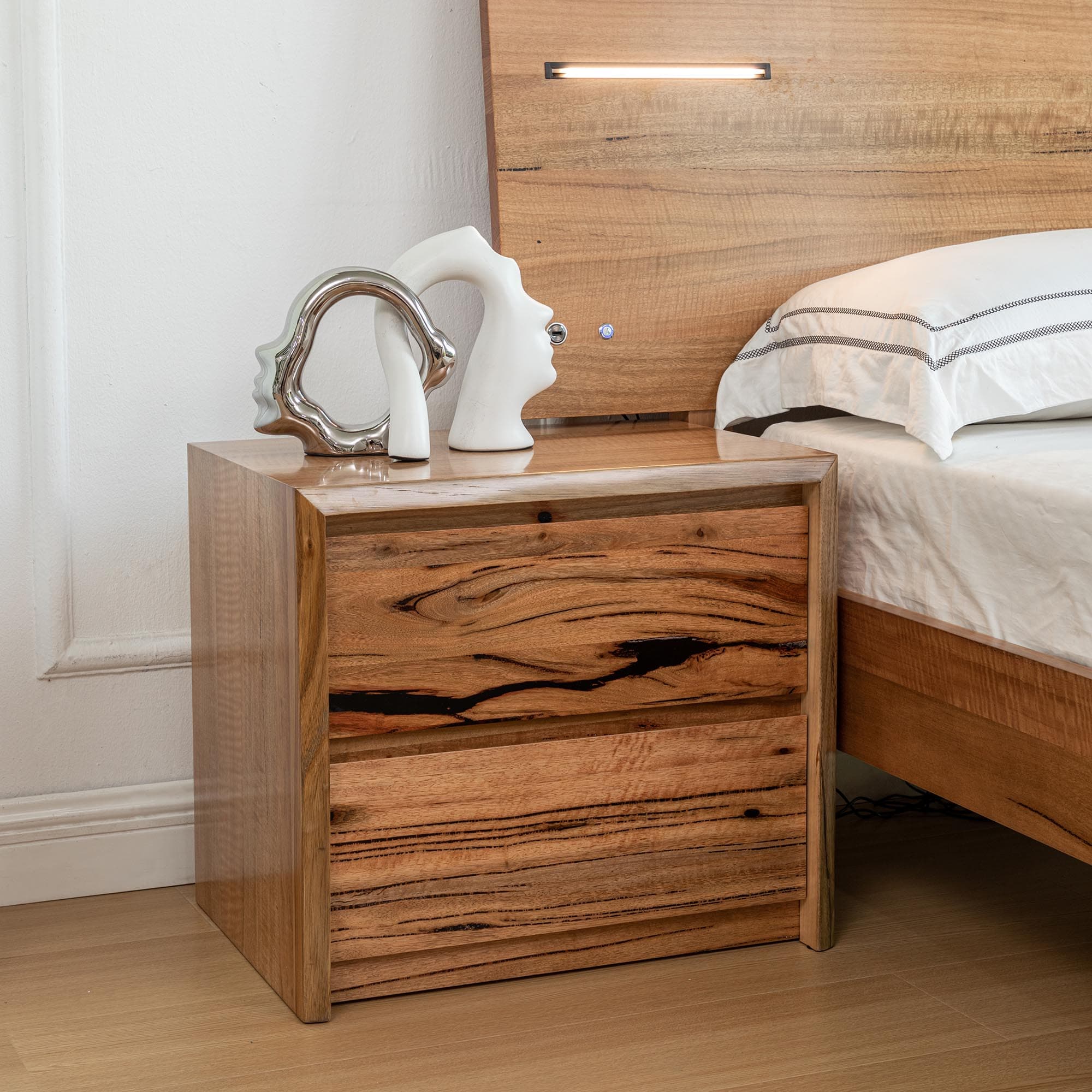 Lifestyle image of the Cooper Bedside Table from Forty Winks