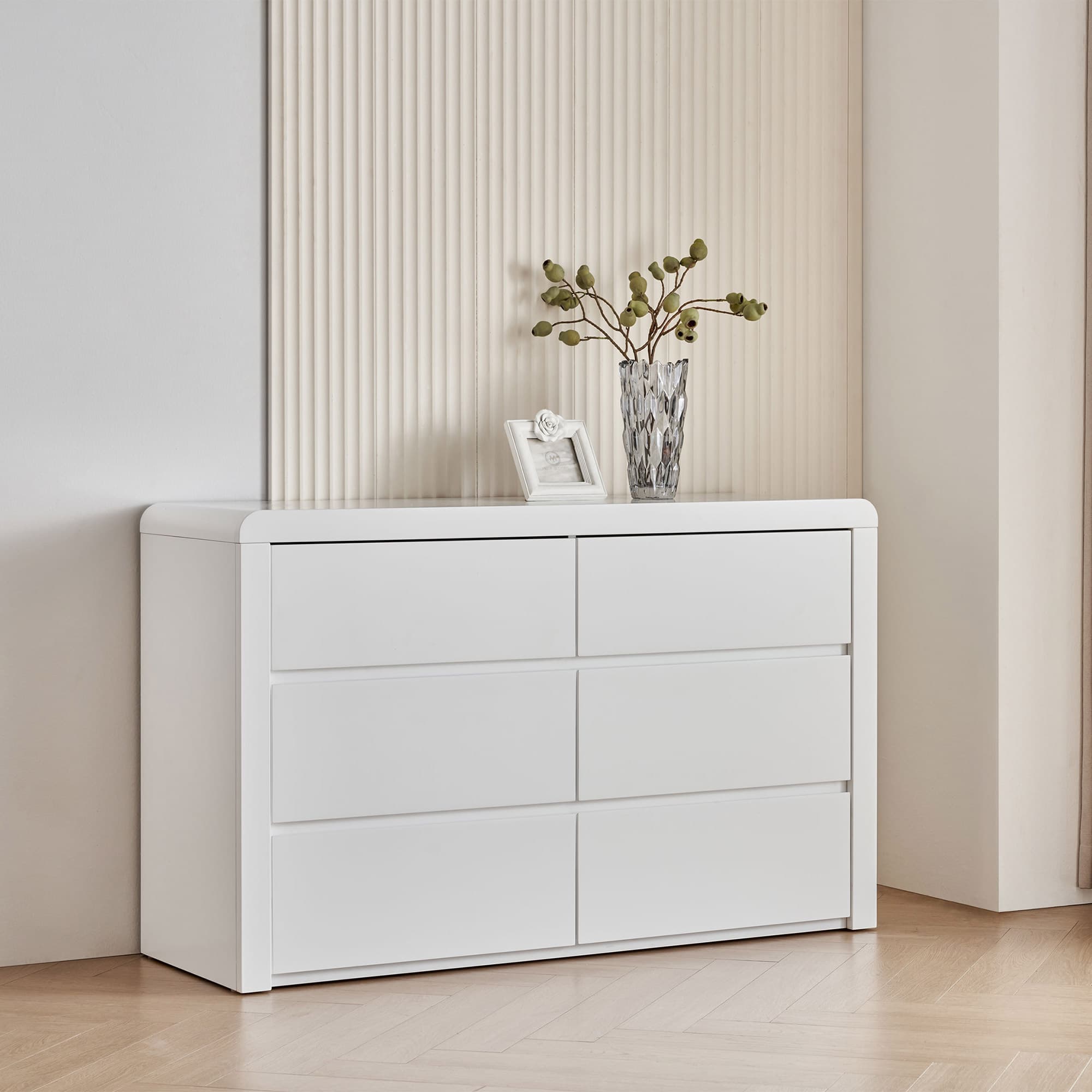 Lifestyle image of the Aria (Ivory White) Dresser Table 6 Drawer from Forty Winks