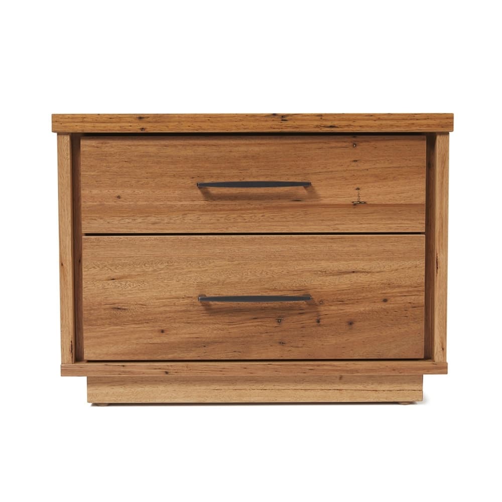 Lifestyle image of the Alexa Bedside Table 2 Drawer W/Stone Top (Native) from Forty Winks