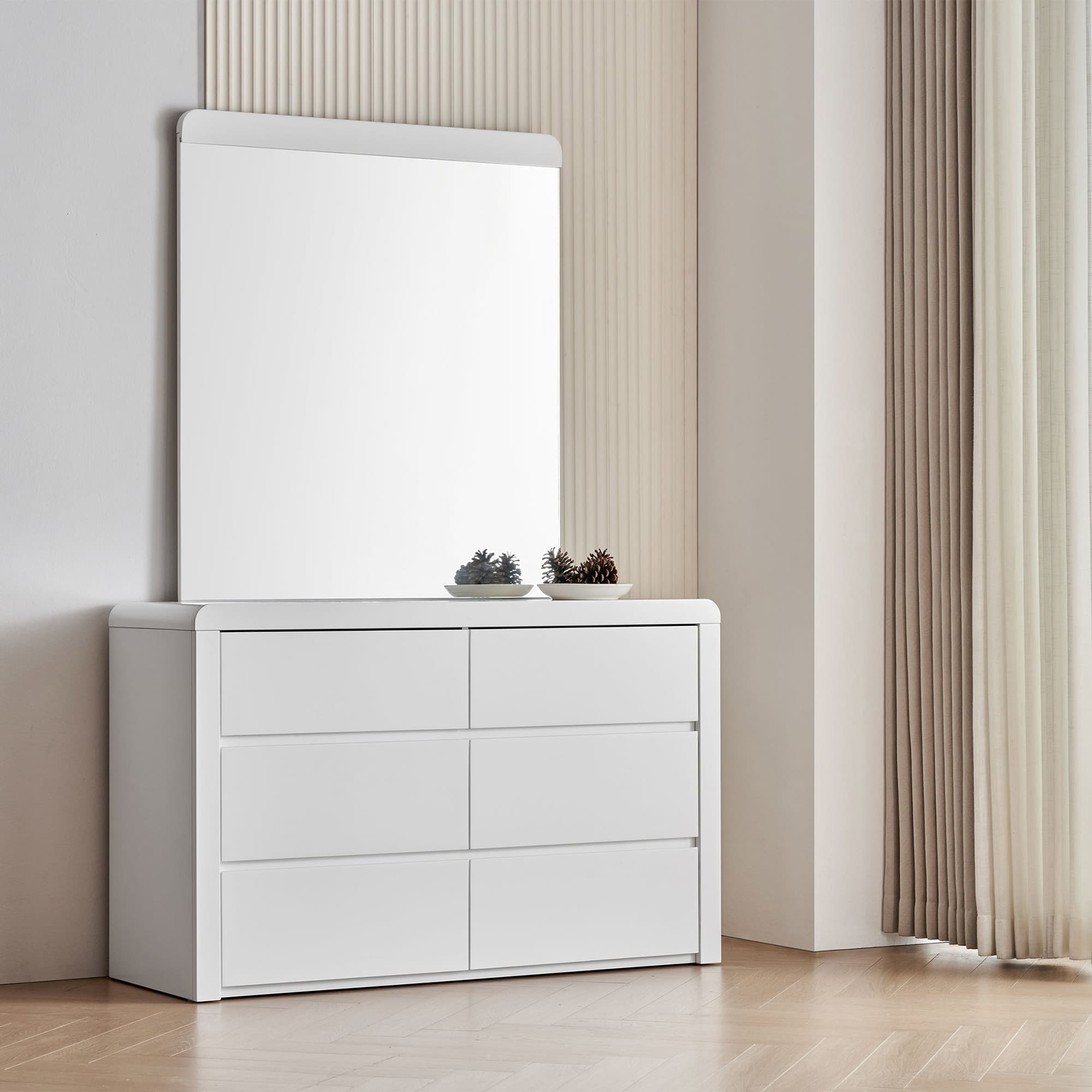 Lifestyle image of the Aria (Ivory White) Dresser Table 6 Drawer from Forty Winks