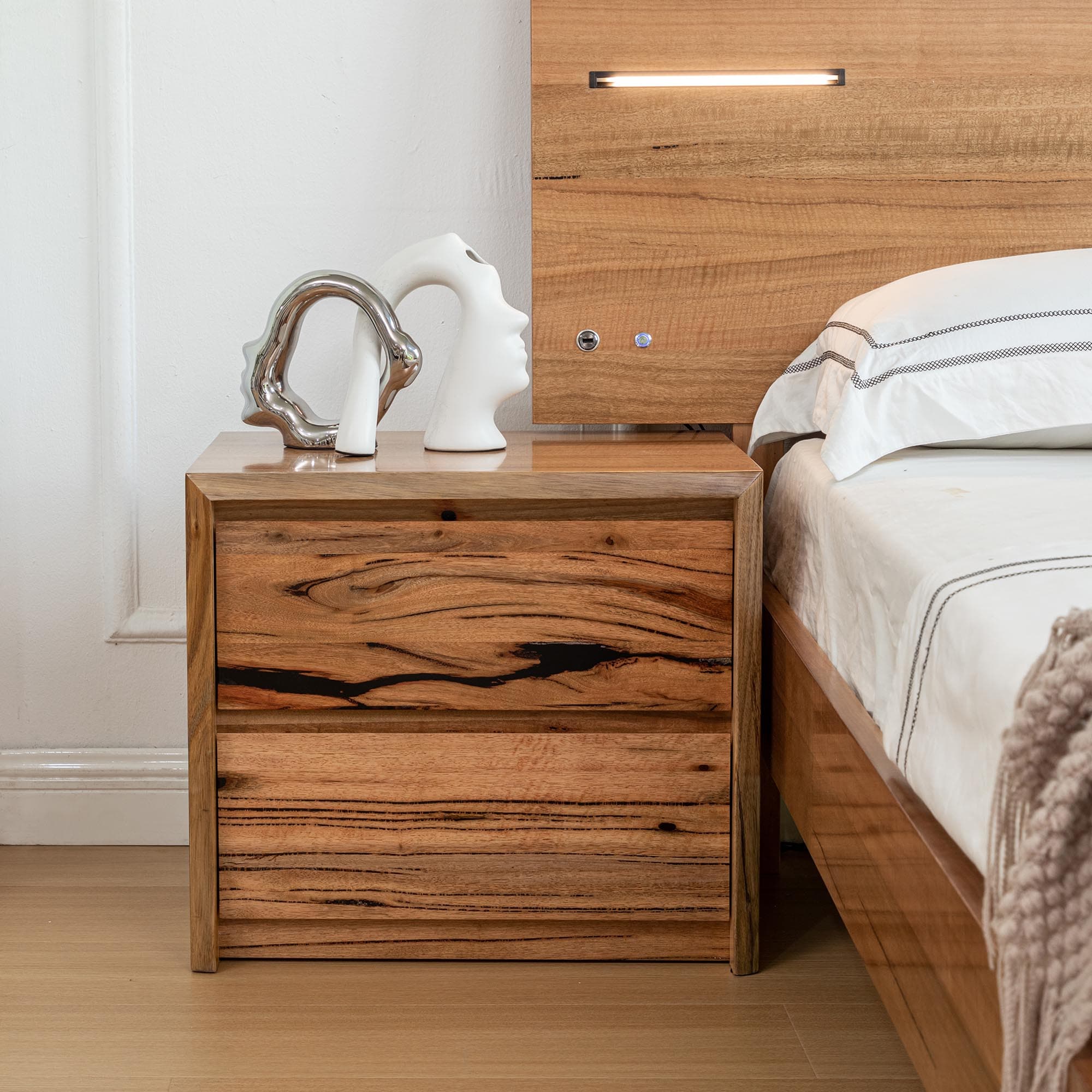 Lifestyle image of the Cooper Bedside Table from Forty Winks