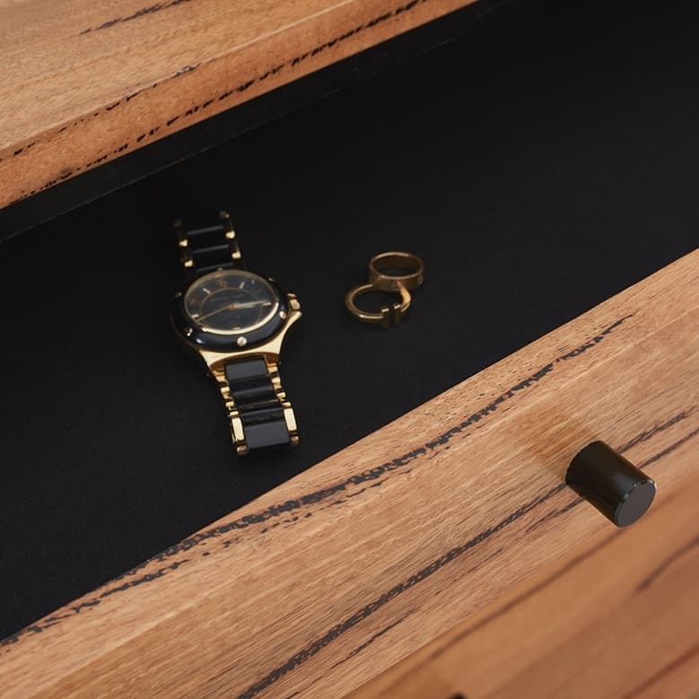 Lifestyle image of the Maya Bedside Table 2 Drw from Forty Winks
