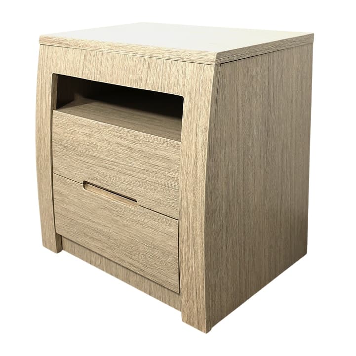 Lifestyle image of the Skyline Bedside Table from Forty Winks